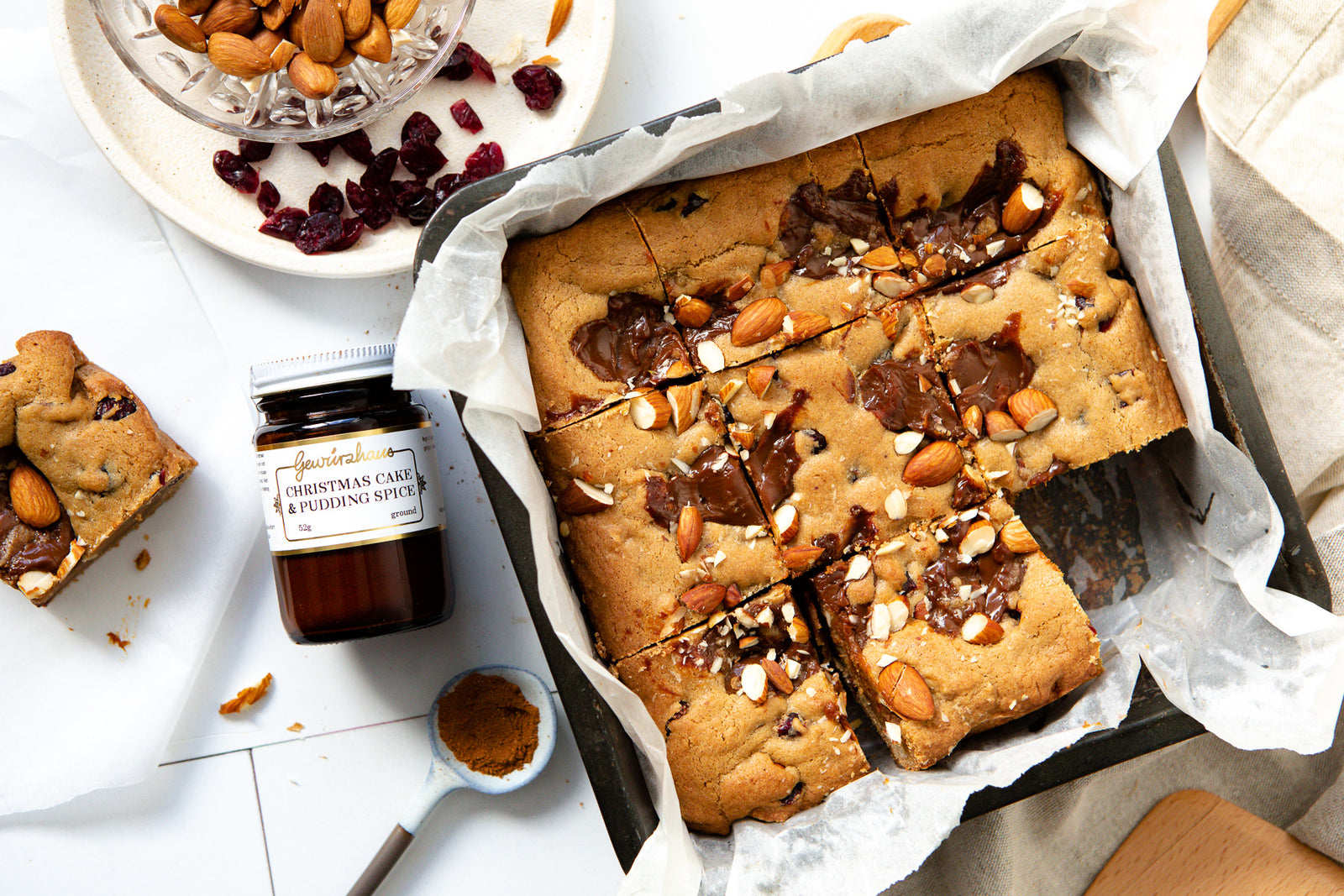  Cranberry, Almond and Caramel Blondies Recipe