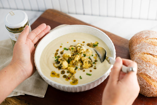 Roasted Cauliflower Soup with Chimichurri Recipe