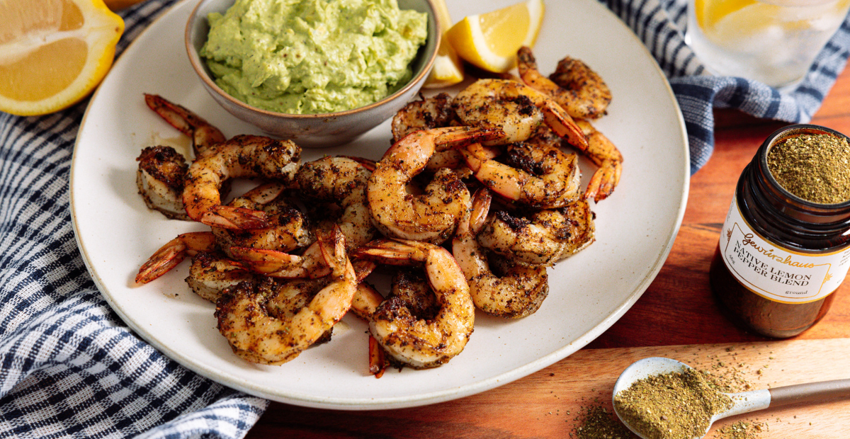 Aussie Spiced Prawns with Avocado Dip 