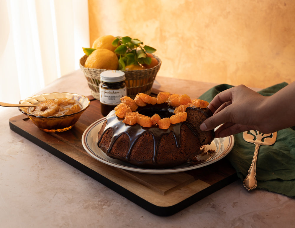 Mandarin Gingerbread Spice Chocolate Cake