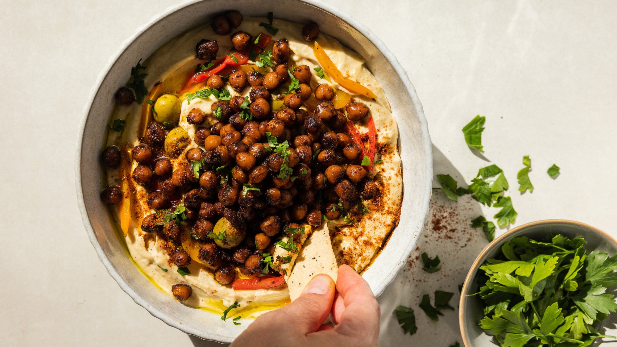 Crispy Chickpeas with Hummus