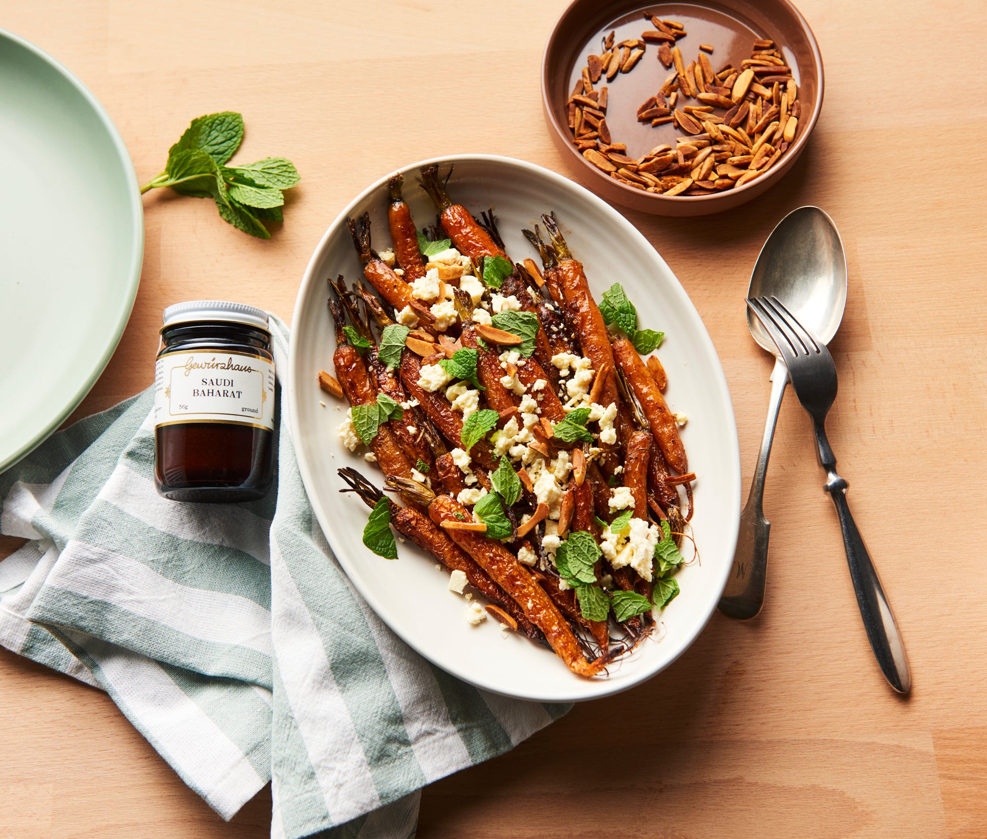 Baharat Carrot Salad with Feta, Mint & Almonds Recipe