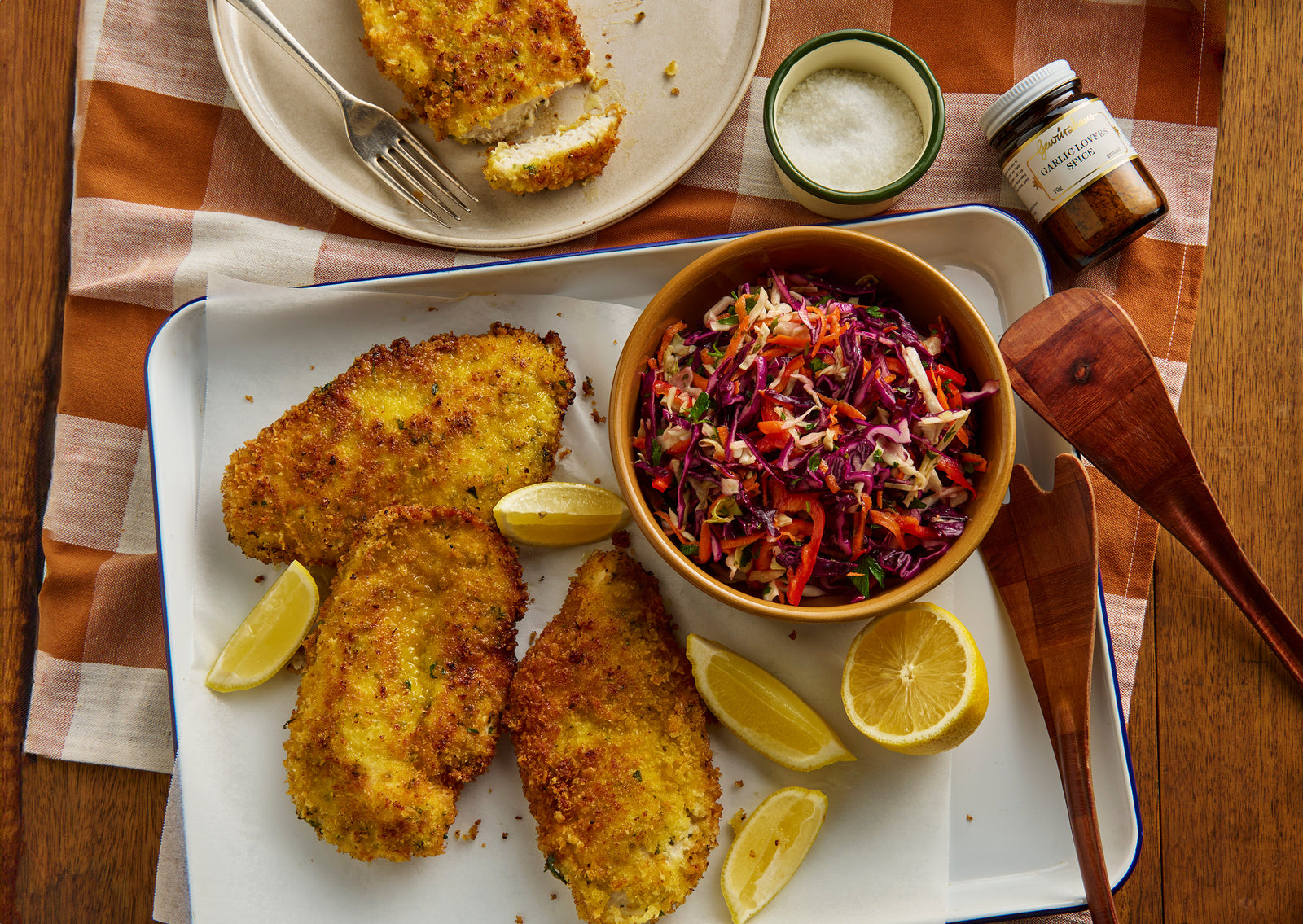 Herbed Crumbed Chicken with Rainbow Salad