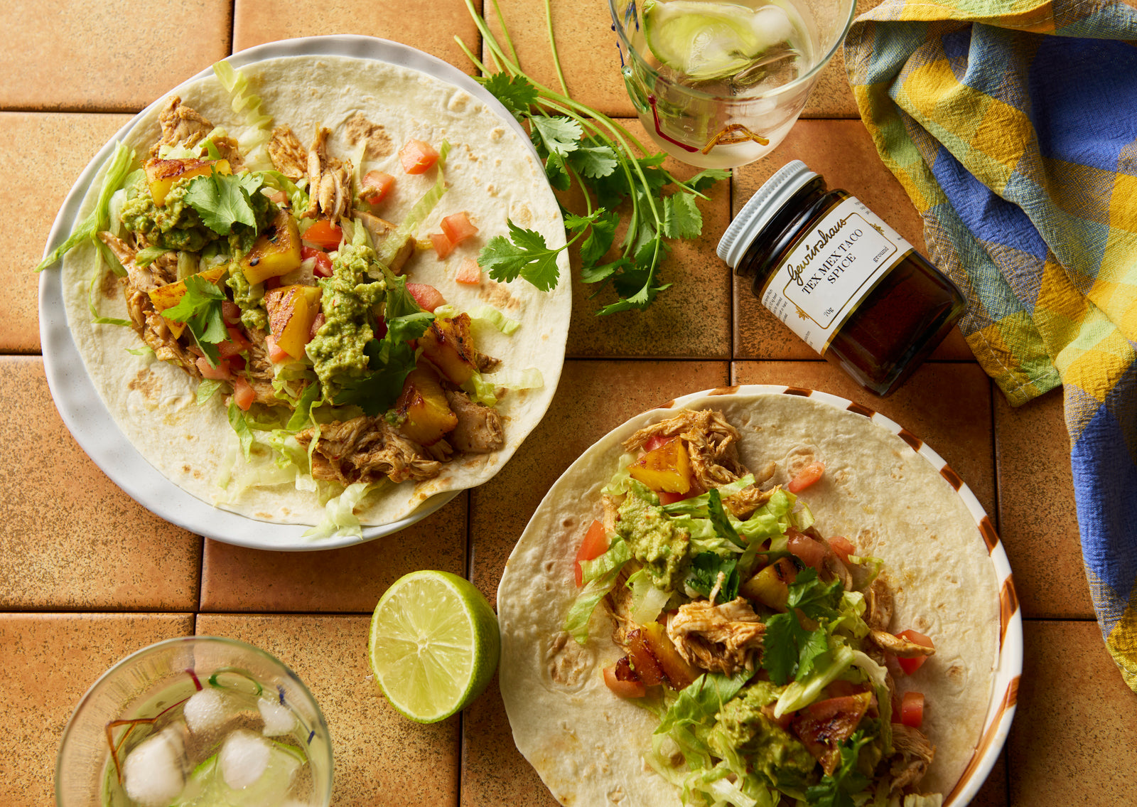 Tex Mex Chicken Tacos with Guacamole & Grilled Pineapple Recipe