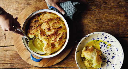 Fish Pie with Mashed Celeriac Crust