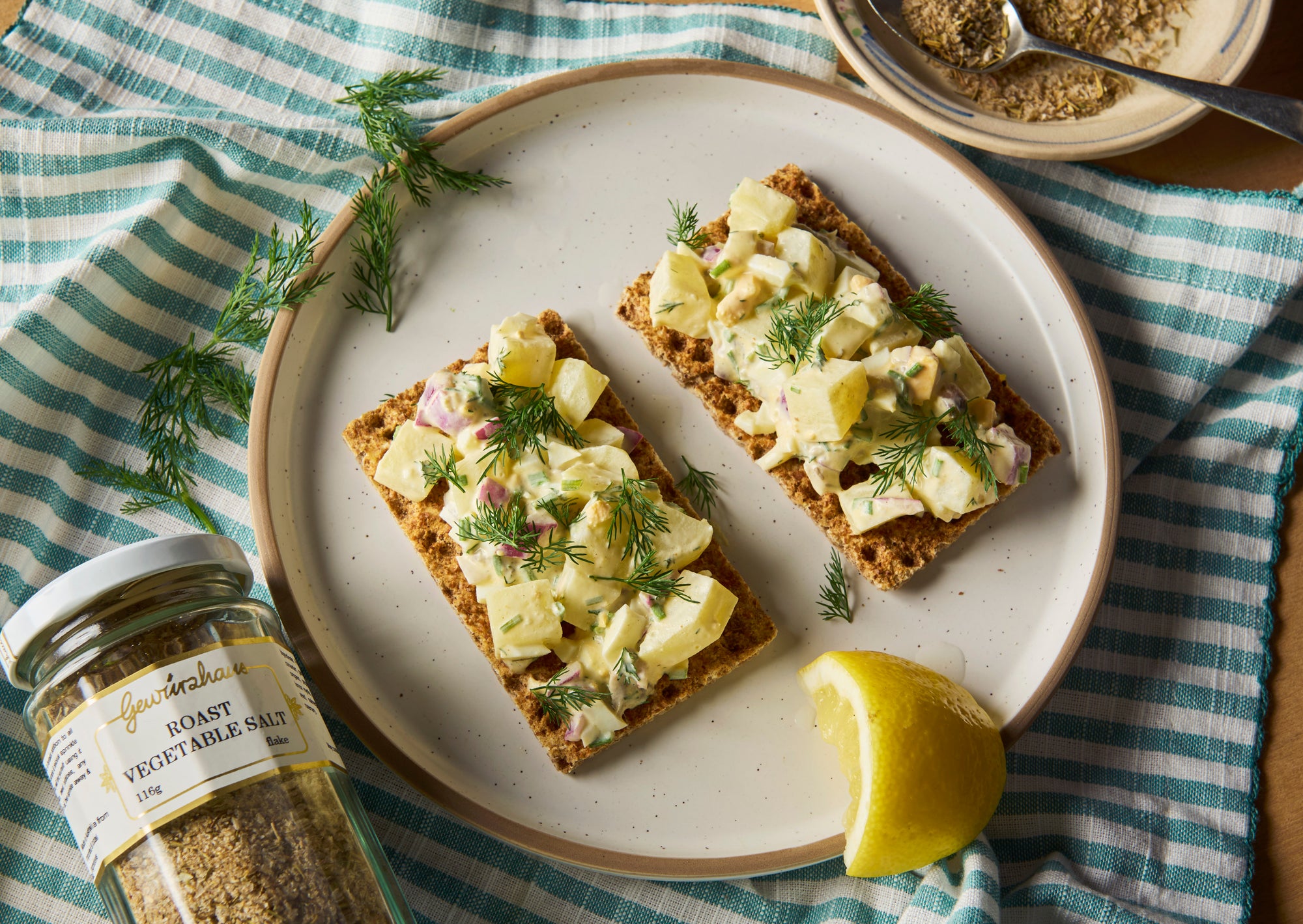Swedish Egg, Potato & Anchovy Salad on Crispbread (Gubbröra) 
