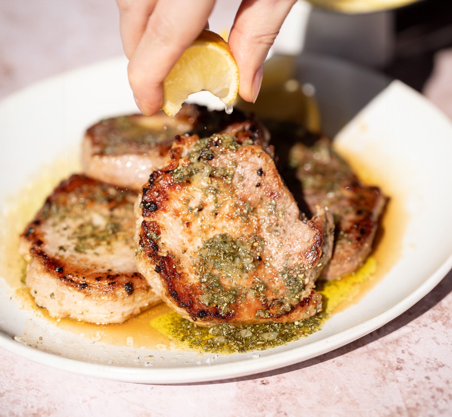 Pork Steaks with Saltbush Butter Sauce