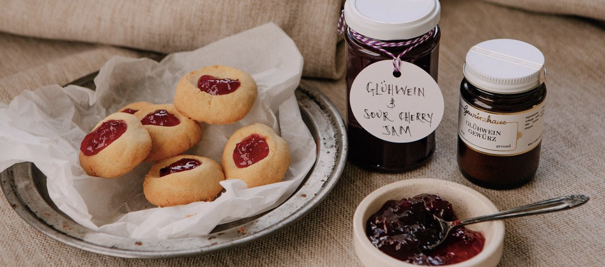 Glühwein & Sour Cherry Jam Drop Biscuits - Gewürzhaus