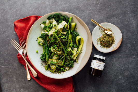 Grilled Broccolini with Zucchini, Peas & Italian herbs - Gewürzhaus