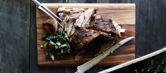 Slow-Roasted Lamb Shoulder with Silverbeet & Olives - Gewürzhaus