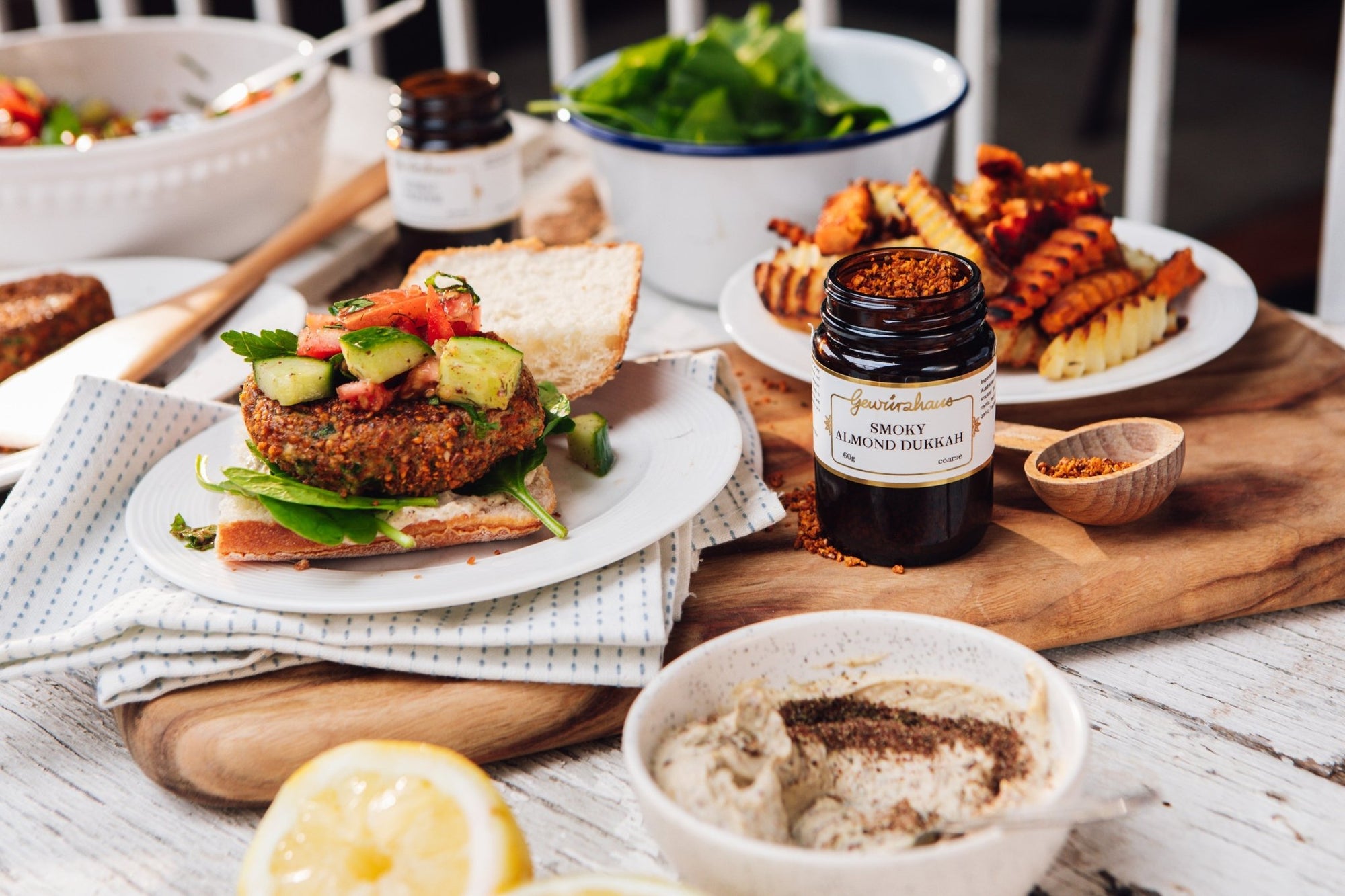 Smoky Almond Dukkah Falafel Burgers - Gewürzhaus