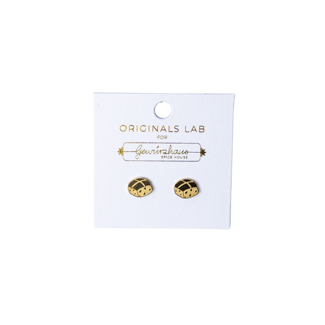 Hot Cross Bun Stud Earring 18K Gold Plated