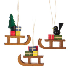 Ornament, Sleigh, Multi Coloured (Set of 3)