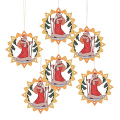 Ornament, Santa in Ring, Colour Lasercut (Set of 6)