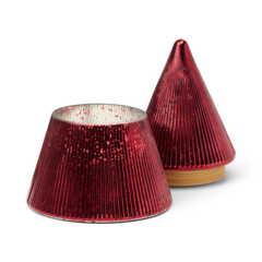 Candle, Ribbed Stacked Tree Winter Berry - Burgundy