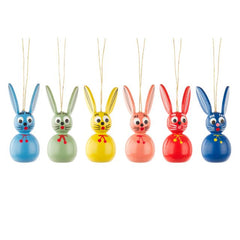 Hanging Tree Ornament, Bunny Colourful (6 Pack)
