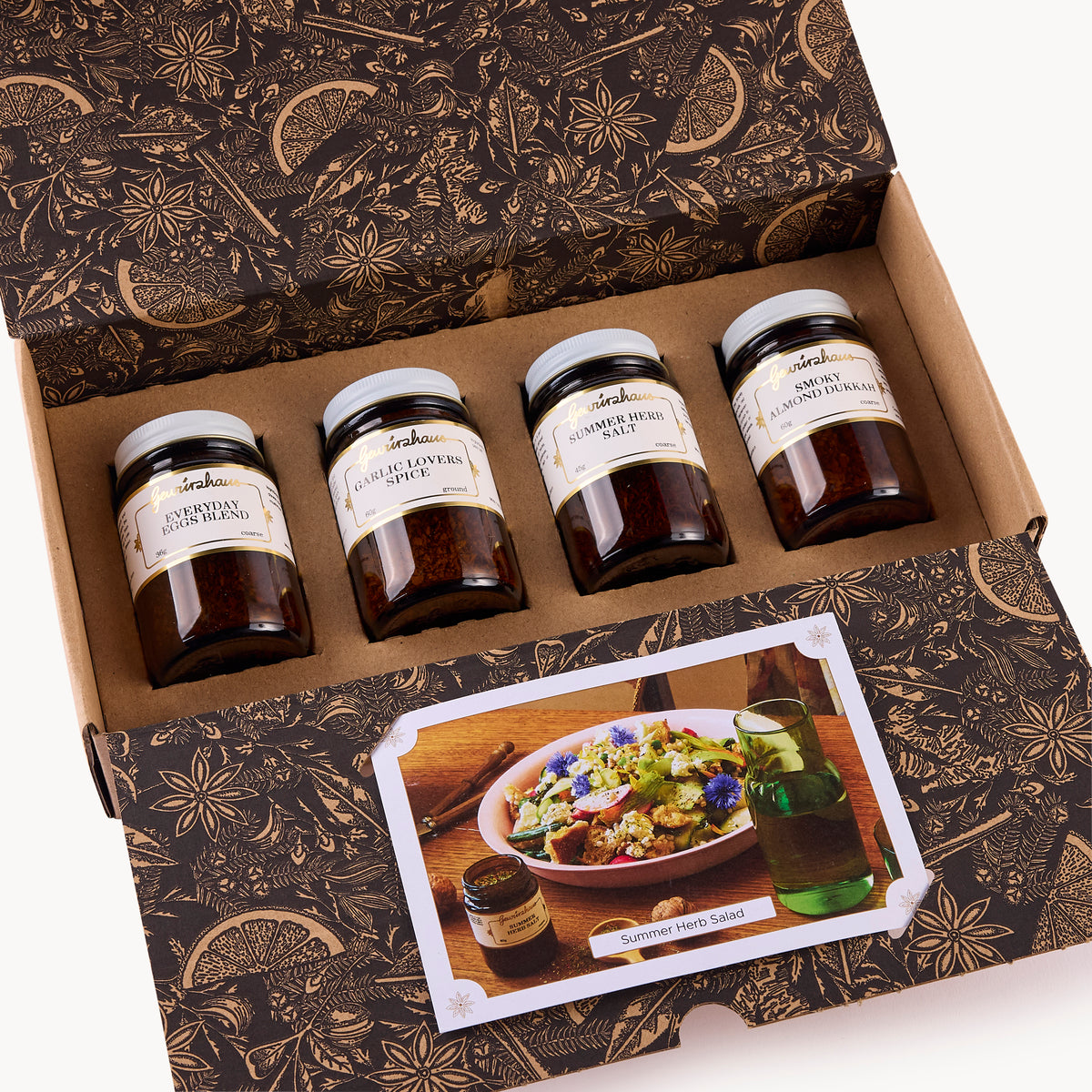 Gewürzhaus For The Love Of Veggies Gift Pack open with jars and recipe cards