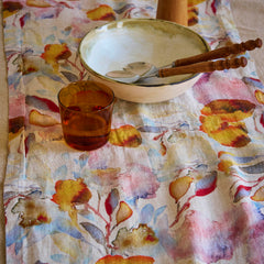 Gewürzhaus - Linen Table Runner Orange Flow on Natural