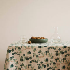 Linen Tablecloth Eucalyptus on Natural