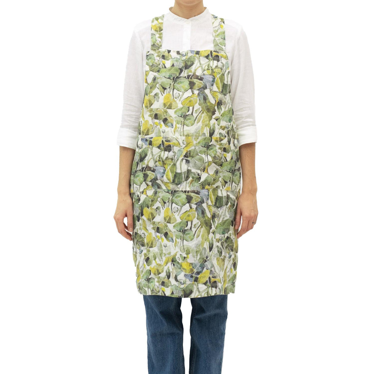 Linen Crossback Apron Lotus