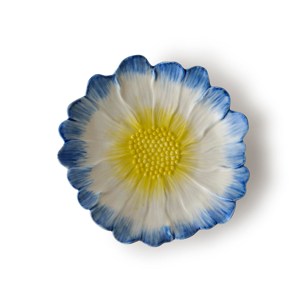 Flower Plate Blue with Yellow Centre