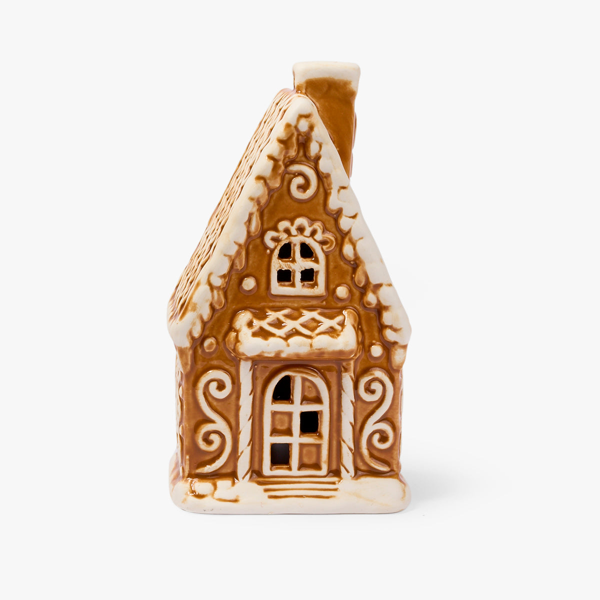 Gingerbread House Ceramic with LED, Medium