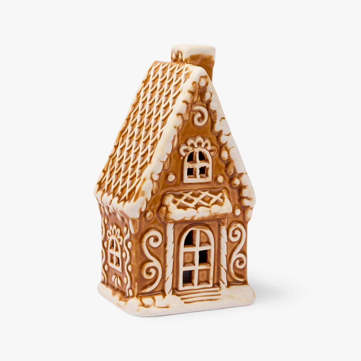Gingerbread House Ceramic with LED, Medium