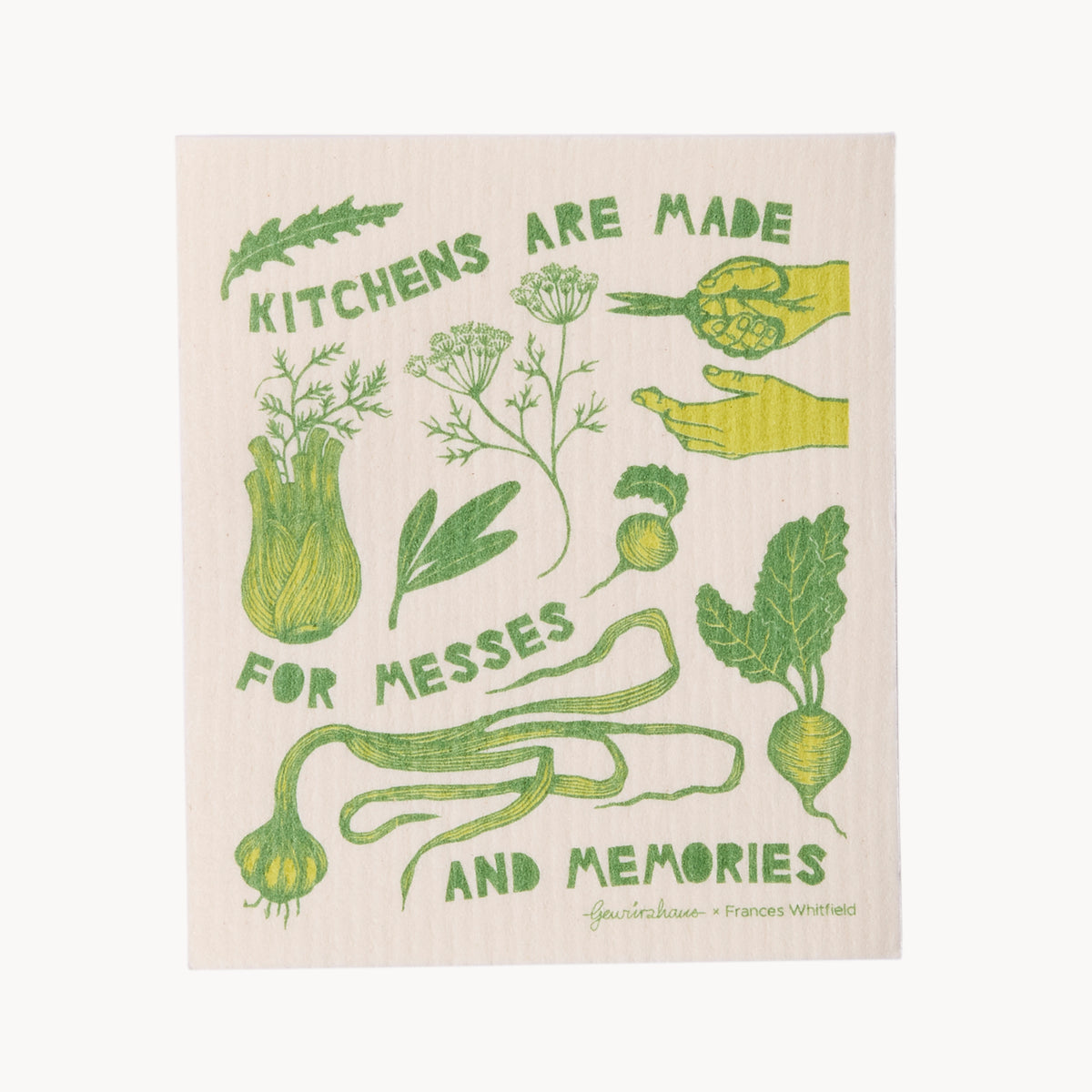 Gewürzhaus - swedish dishcloth with green messes and memories design