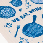 Gewürzhaus - swedish dishcloth with blue Eat, Drink, Dance design 