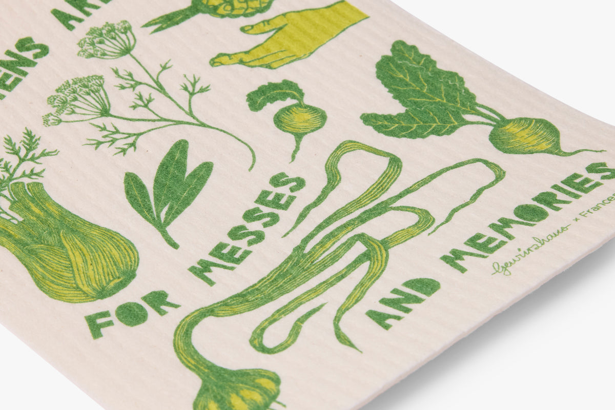 Gewürzhaus - swedish dishcloth with green messes and memories design