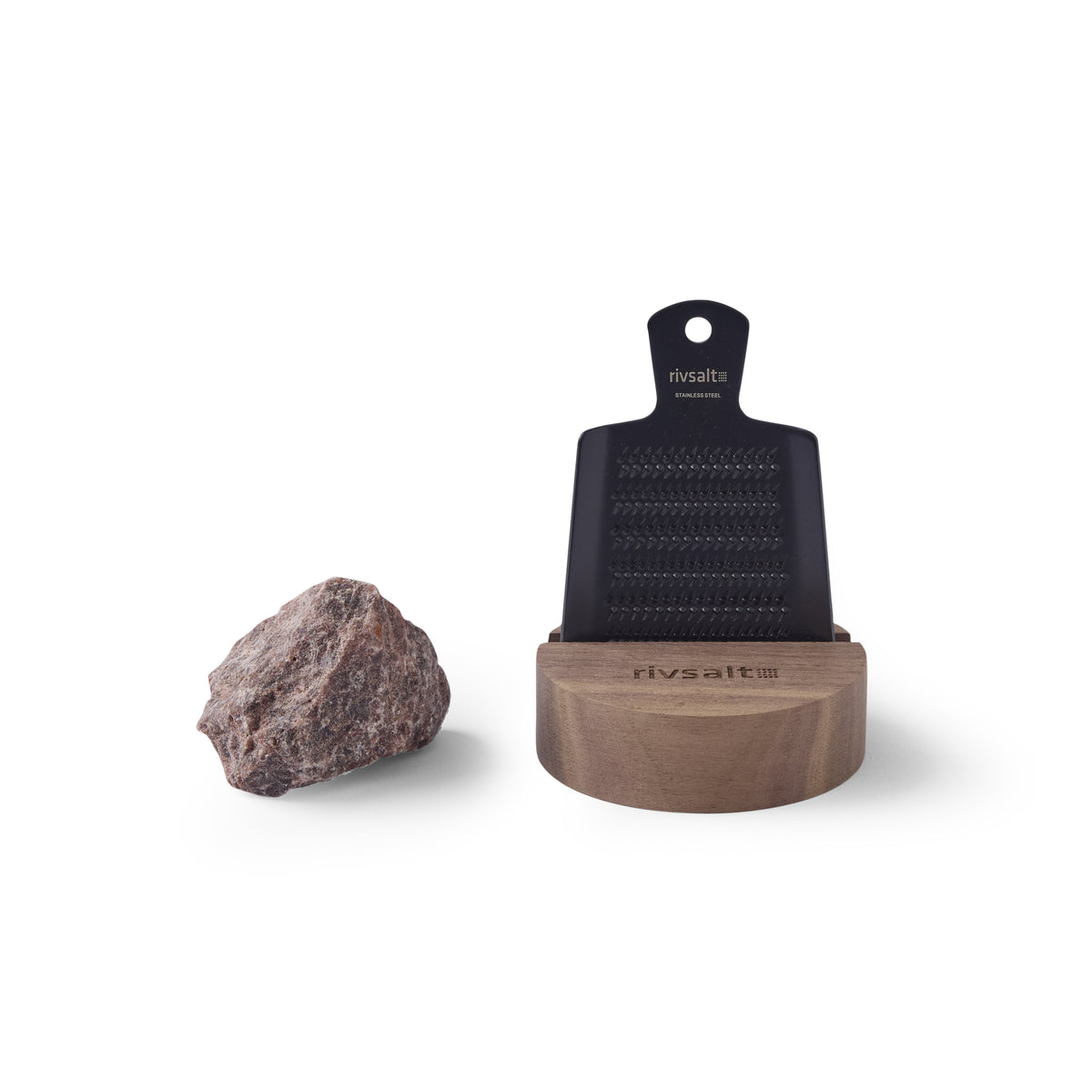 Salt Grater with Walnut Stand & Kala Namak Black Salt