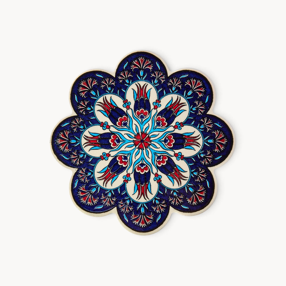 Gewürzhaus - Blue Trim & Red Flowers Turkish Trivet