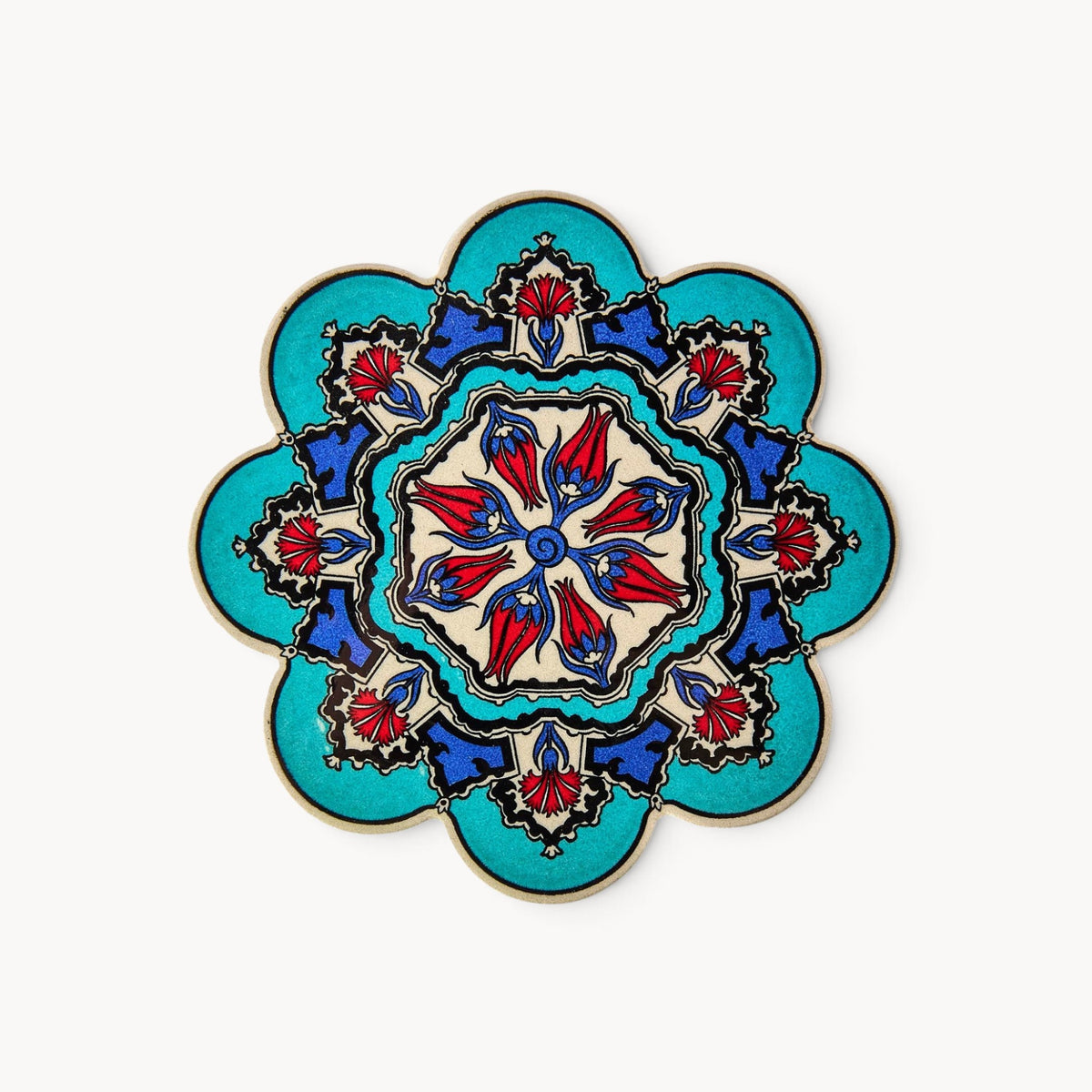 Gewürzhaus - Light Blue with Red Flowers Turkish Trivet