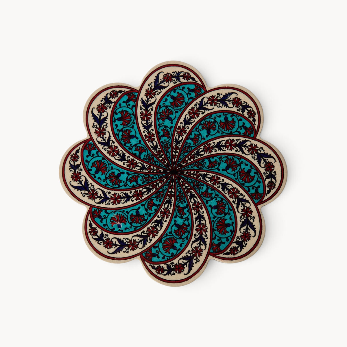 Gewürzhaus - White & Blue Stripes with Red Flower Trivet