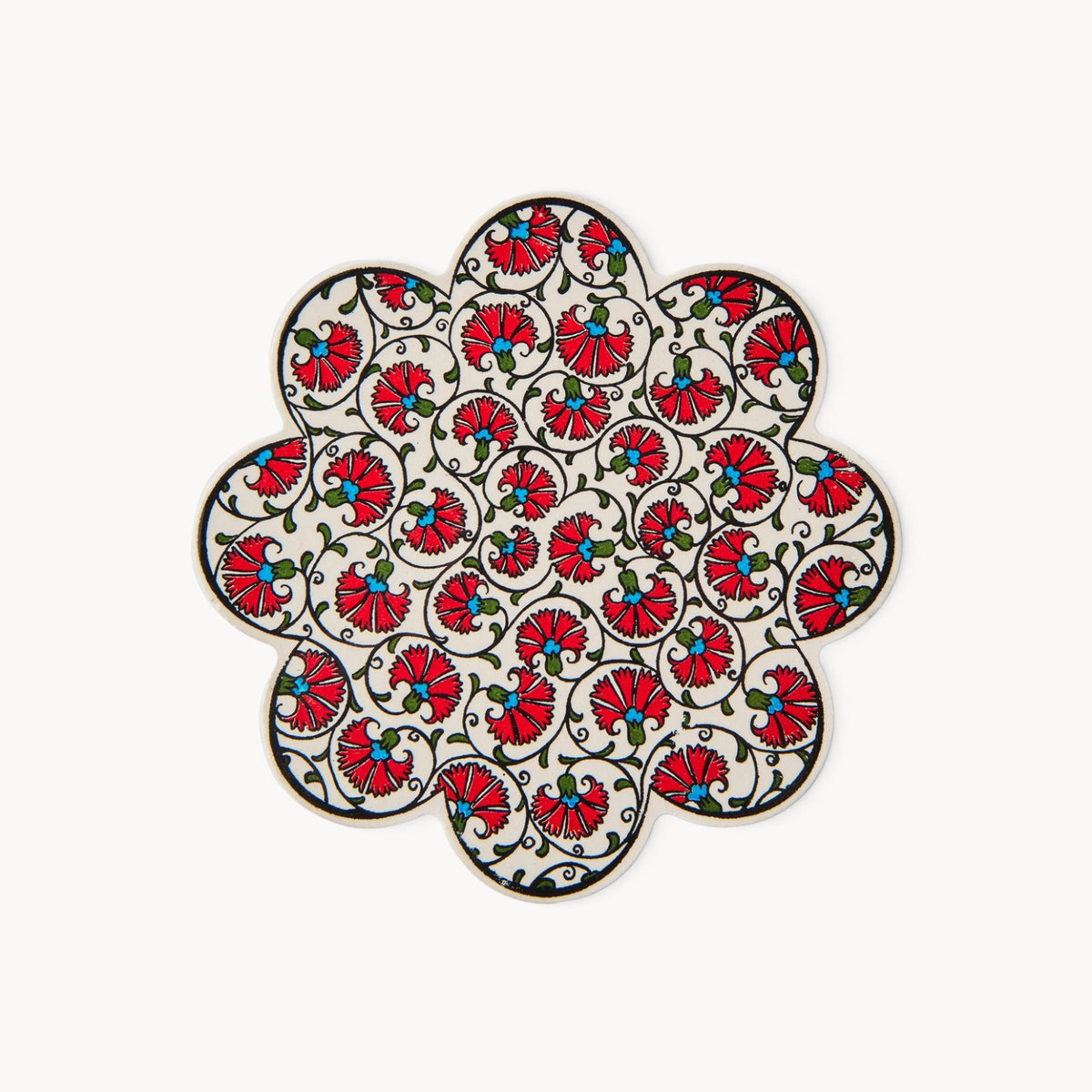Gewürzhaus - White, Red & Green Flowers Turkish Trivet