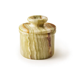 French Butter Crock Marble Green