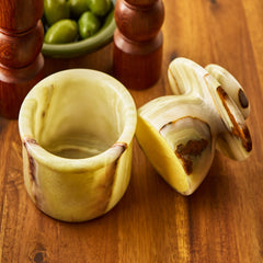 French Butter Crock Marble Green