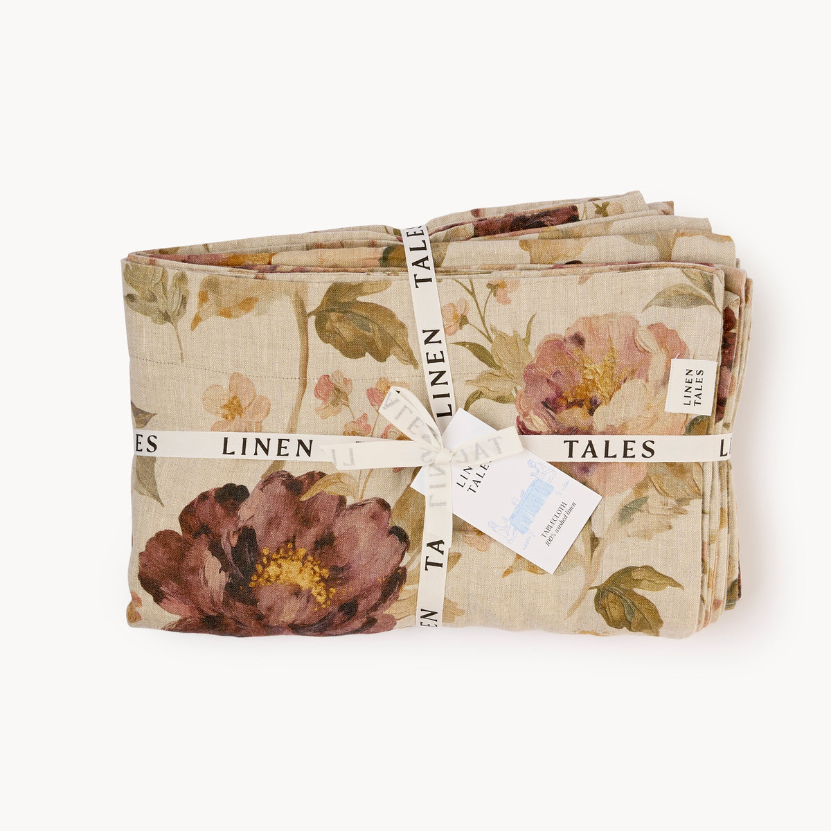 Linen Tablecloth 140 x 350 - Vintage Roses