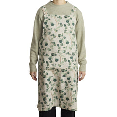 Linen Crossback Apron - Eucalyptus on Natural