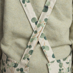 Linen Crossback Apron - Eucalyptus on Natural
