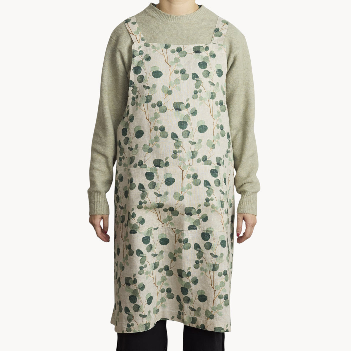 Gewürzhaus - Linen Crossback Apron - Eucalyptus on Natural