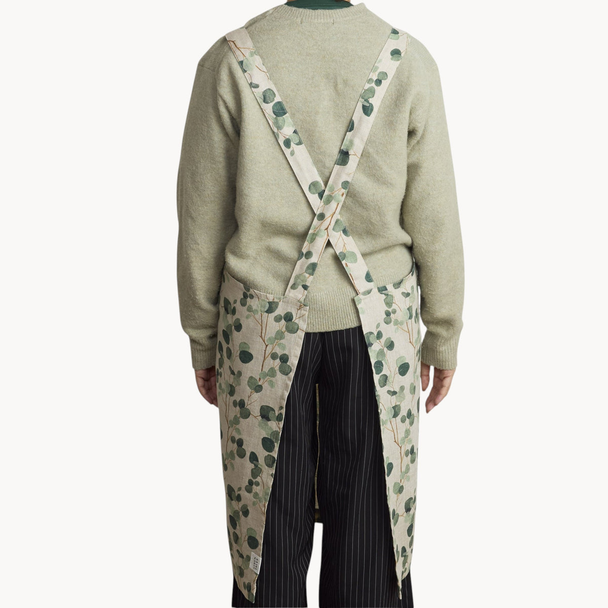Gewürzhaus - Linen Crossback Apron - Eucalyptus on Natural