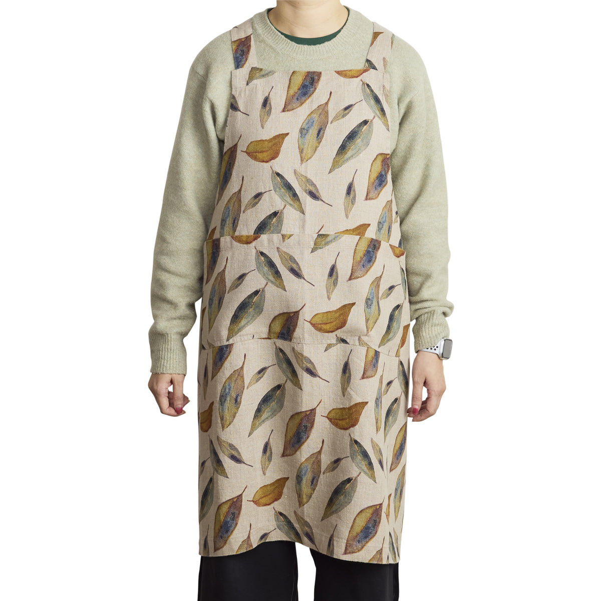 Linen Crossback Apron - Golden Fall on Natural