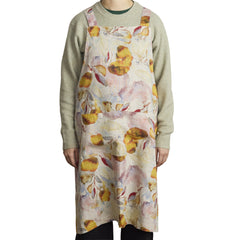 Linen Crossback Apron - Orange Flow on Natural