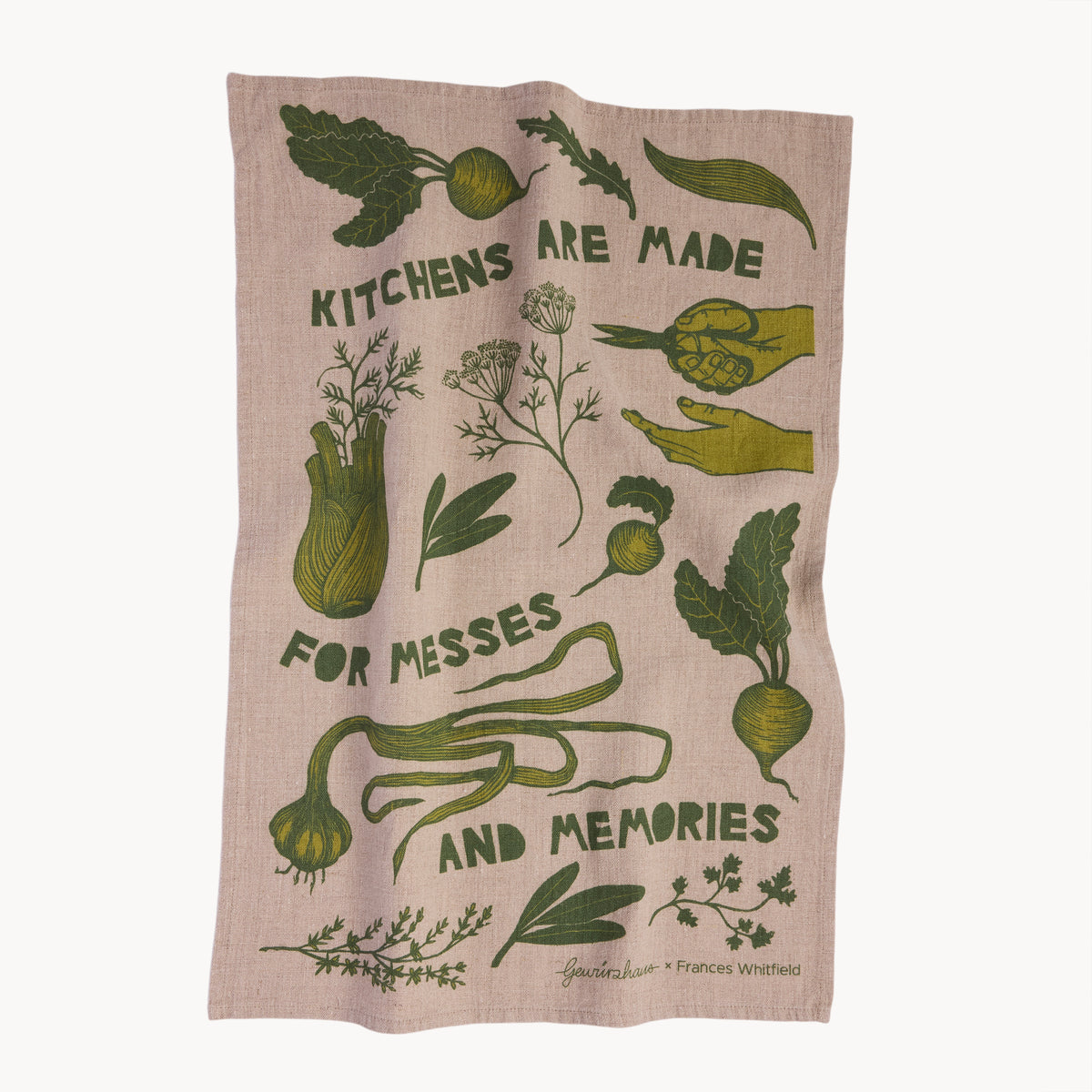 Gewürzhaus - tea towel with green messes and memories design 