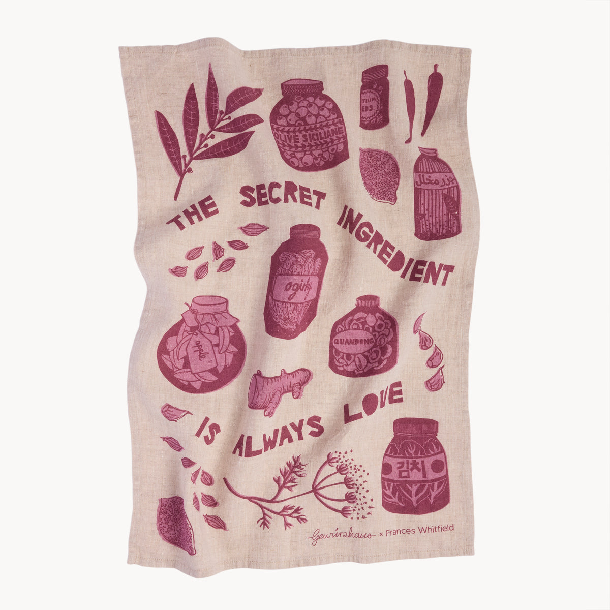 Gewürzhaus - Tea towel with purple secret ingredient design