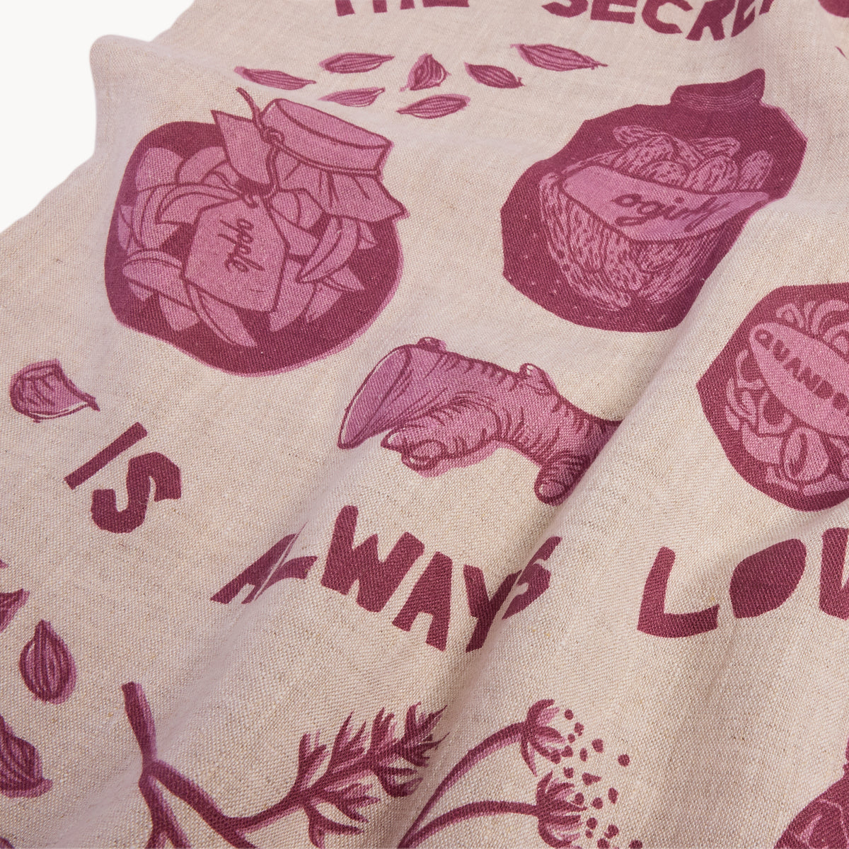 Gewürzhaus - Tea towel with purple secret ingredient design