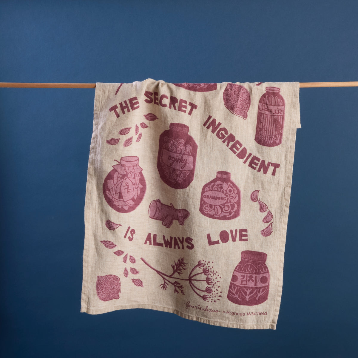 Gewürzhaus - Tea towel with purple secret ingredient design