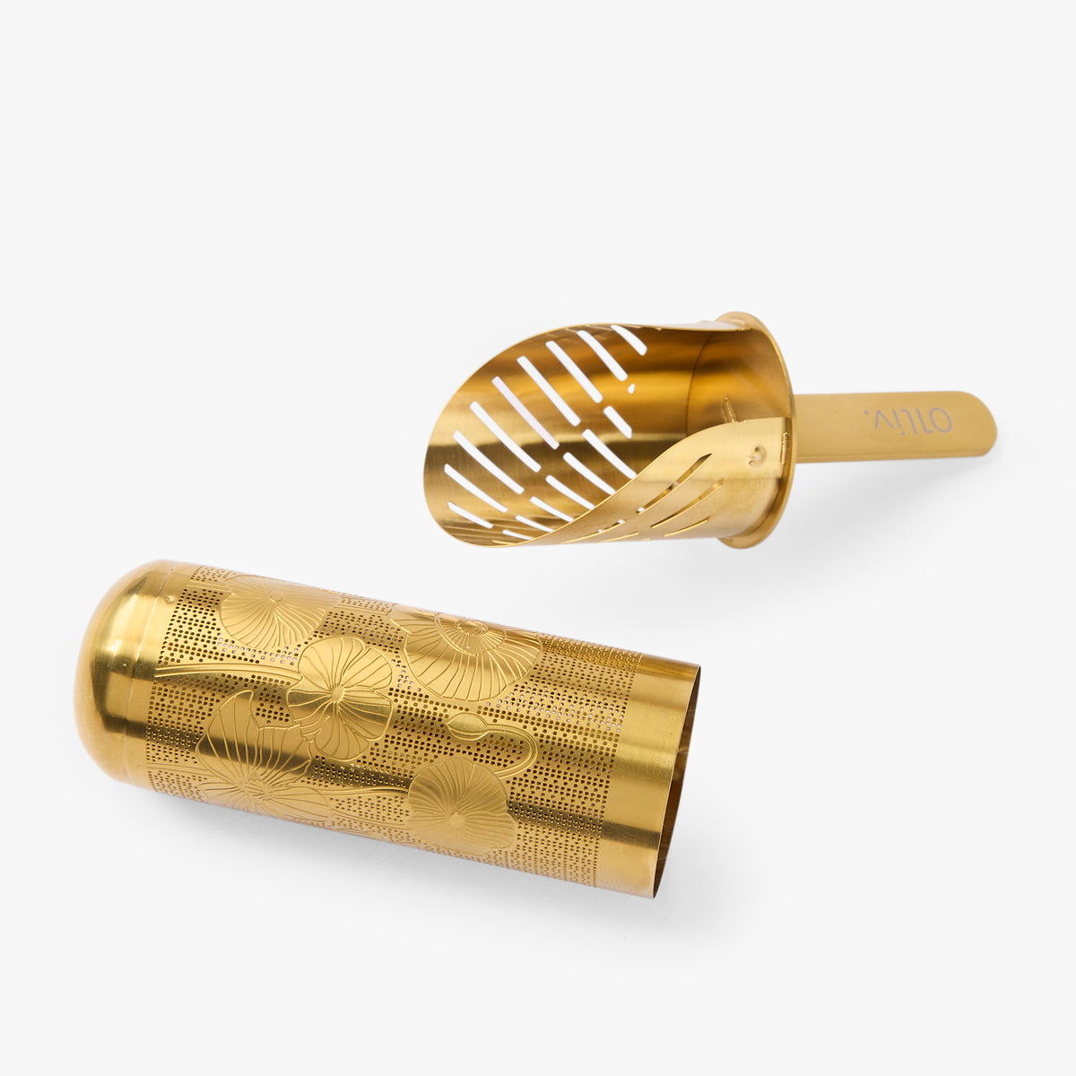Gewürzhaus - Popsicle Tea Infuser in Gold with flower pattern