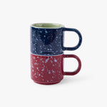 Simon Ceramic Espresso Cups Blue & Red, Set of 2